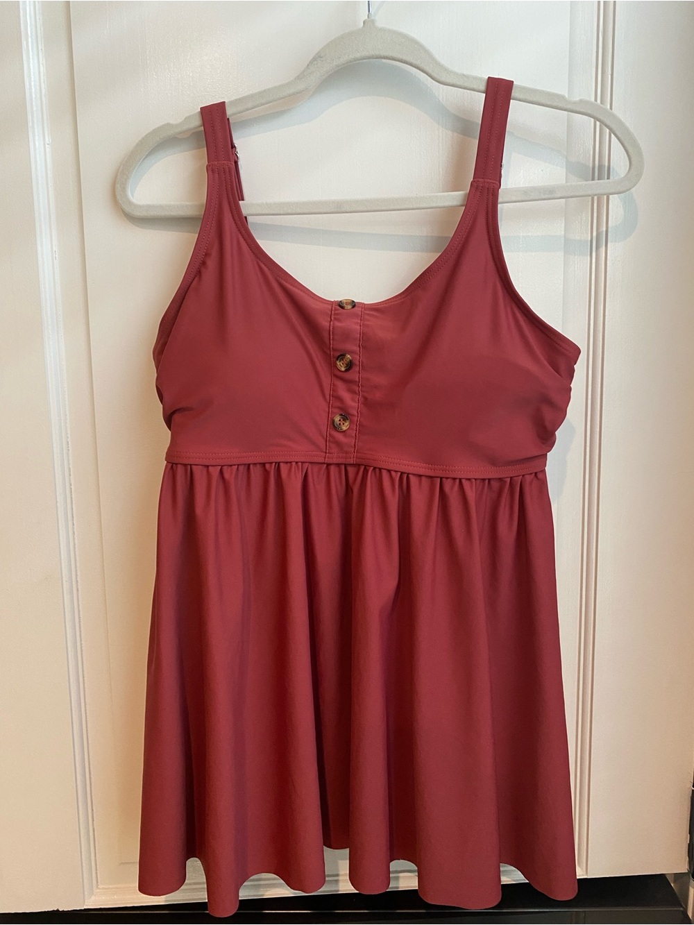 Bloomchic Button Detail Brick Red Tankini Swim Top Size 12